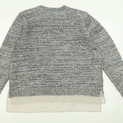 Marks and Spencer Womens Grey Crew Neck  Polyester Pullover Jumper Size 14