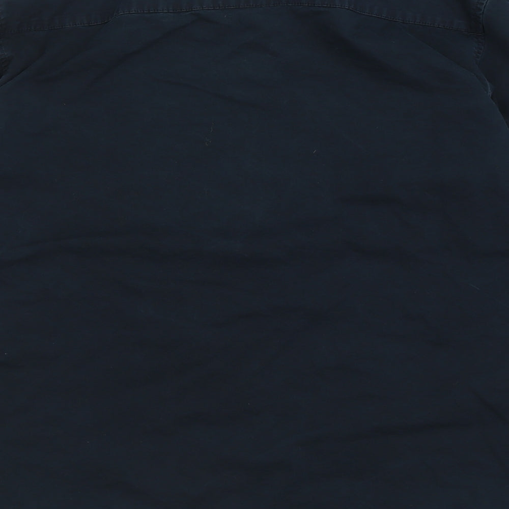 Pull&Bear Mens Blue  Cotton  Button-Up Size L Collared Button