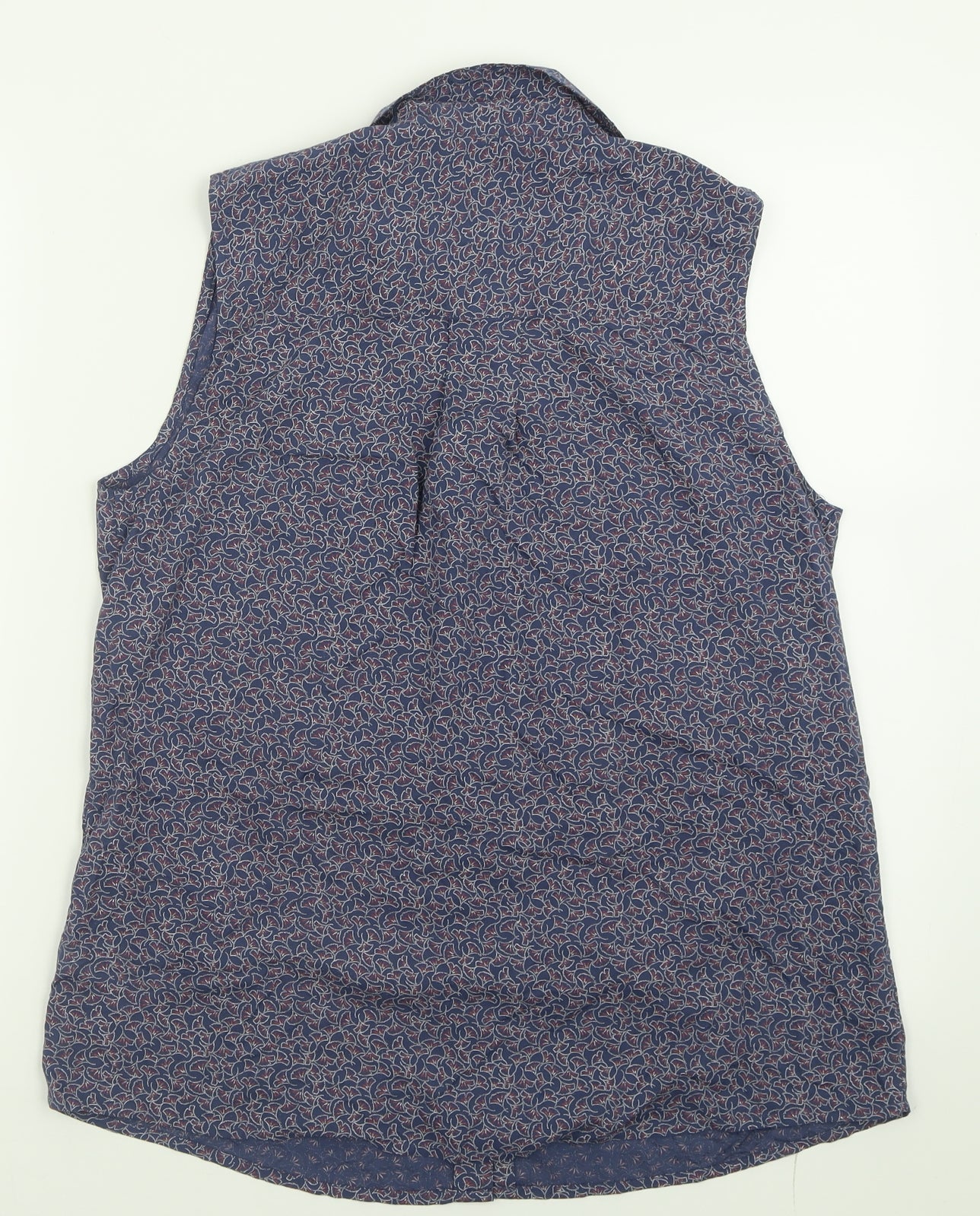 NEXT Womens Blue Geometric Modal Basic Button-Up Size 12 Collared