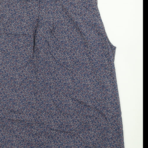 NEXT Womens Blue Geometric Modal Basic Button-Up Size 12 Collared