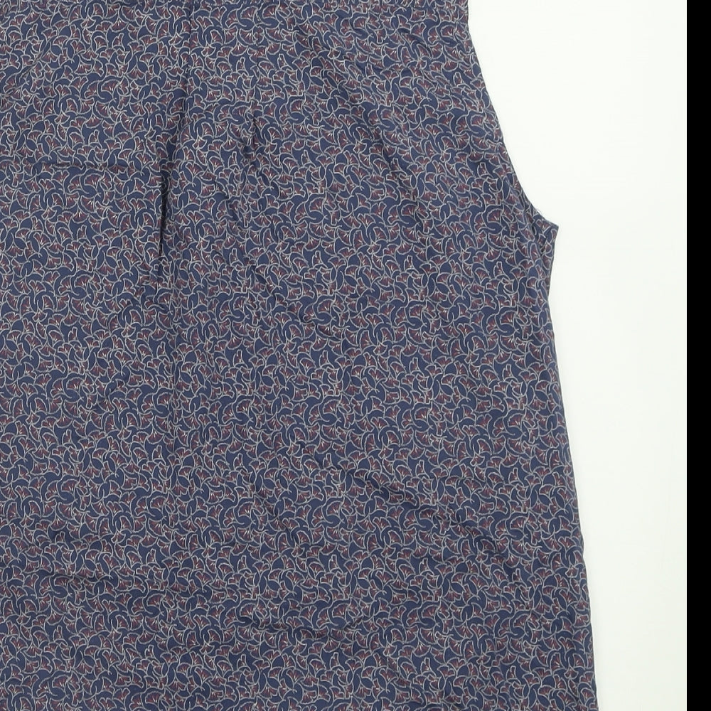 NEXT Womens Blue Geometric Modal Basic Button-Up Size 12 Collared