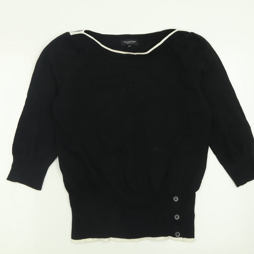 Debenhams Womens Black Boat Neck  Cotton Pullover Jumper Size 14