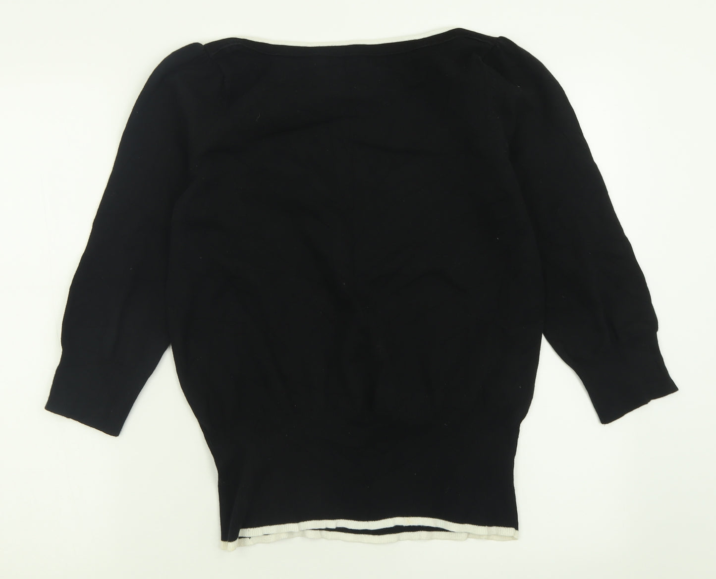Debenhams Womens Black Boat Neck  Cotton Pullover Jumper Size 14