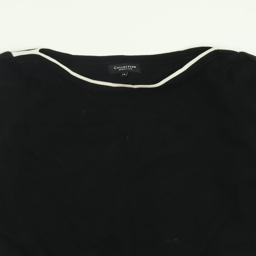 Debenhams Womens Black Boat Neck  Cotton Pullover Jumper Size 14