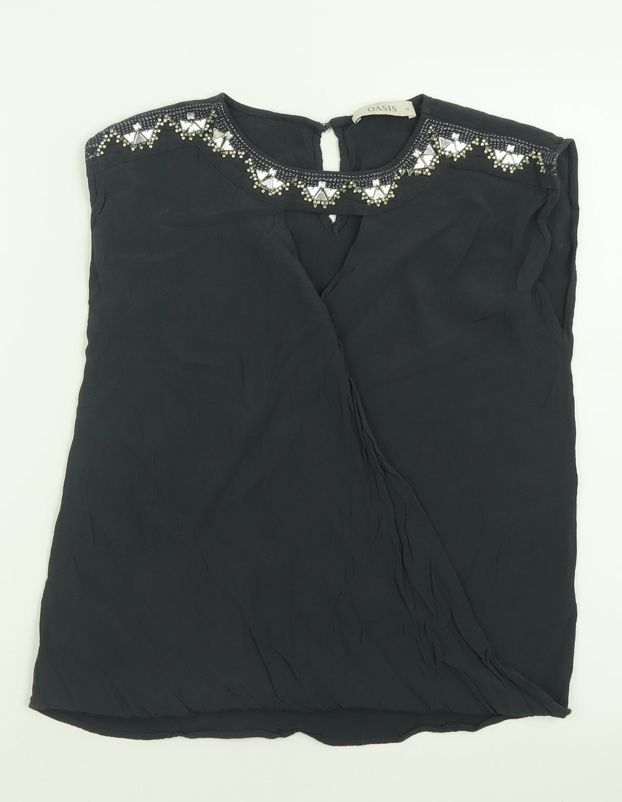 Oasis Womens Grey  Viscose Basic Tank Size 10 V-Neck