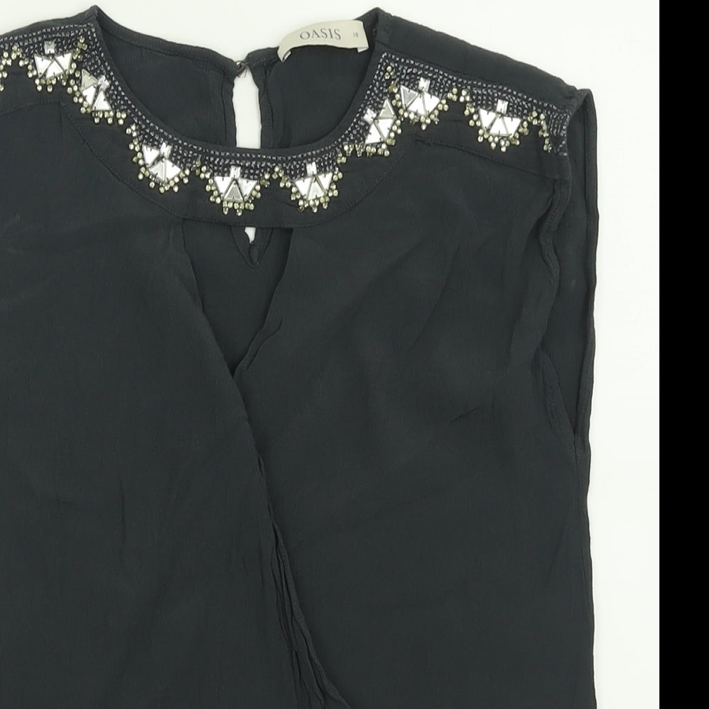 Oasis Womens Grey  Viscose Basic Tank Size 10 V-Neck