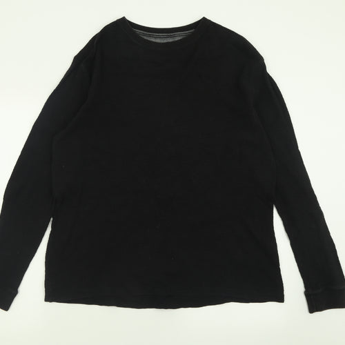 F&F Mens Black Crew Neck  Cotton Pullover Jumper Size L