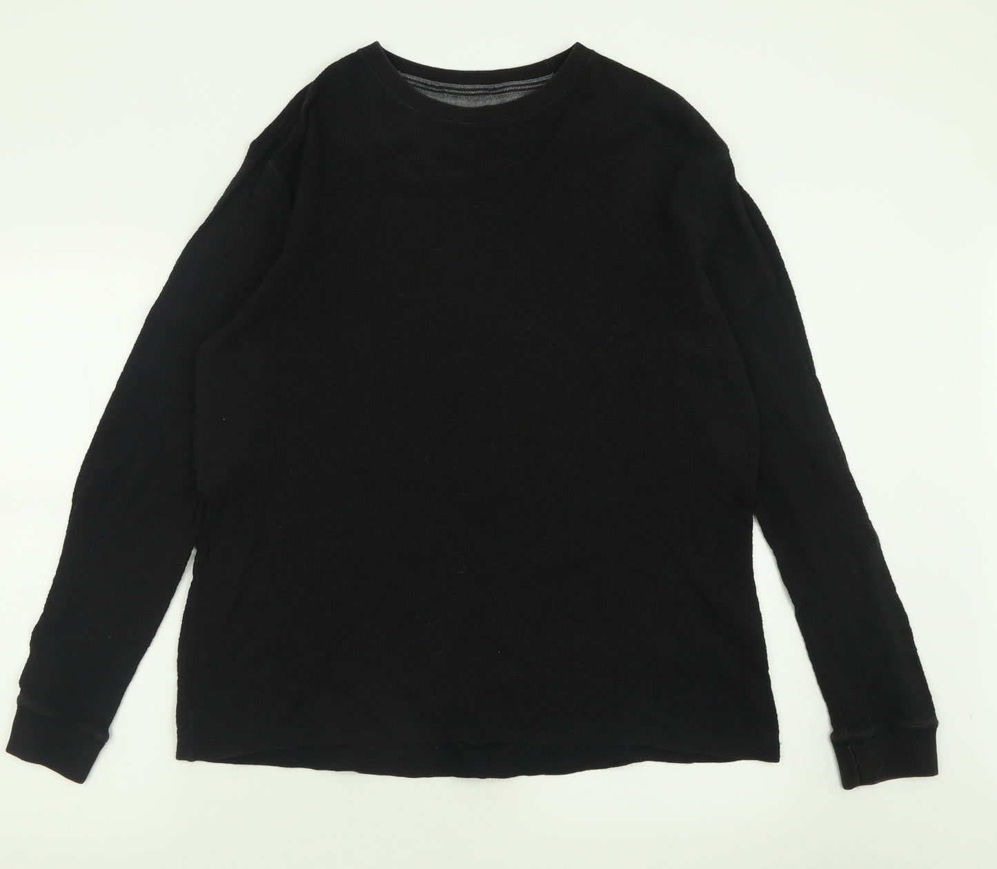 F&F Mens Black Crew Neck  Cotton Pullover Jumper Size L
