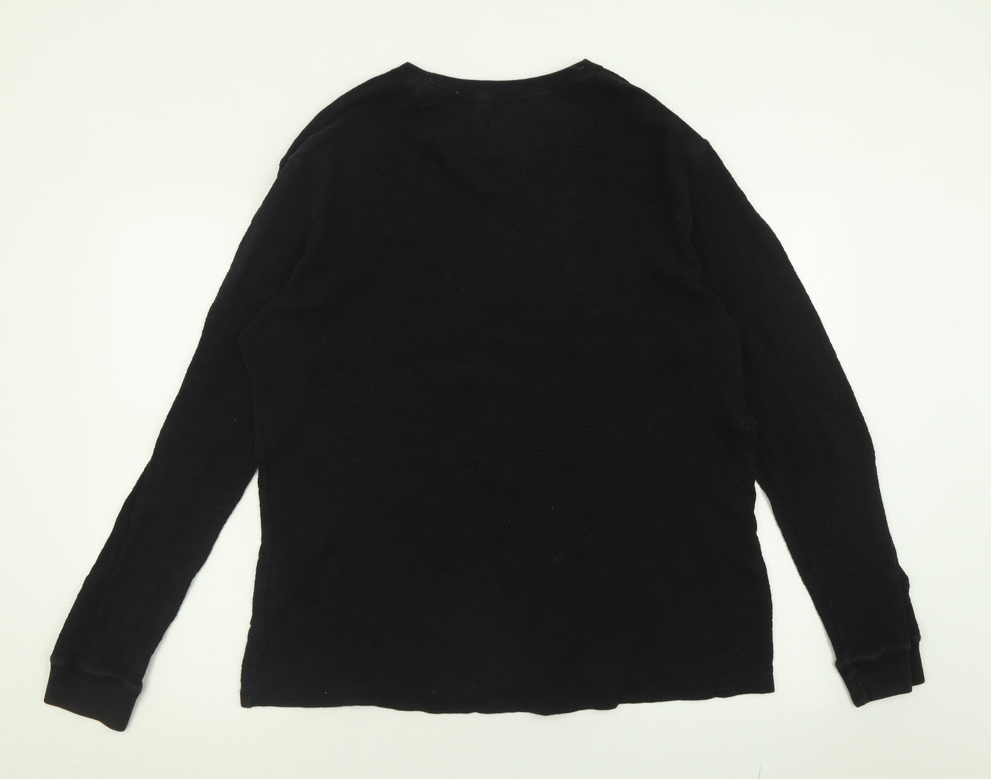 F&F Mens Black Crew Neck  Cotton Pullover Jumper Size L