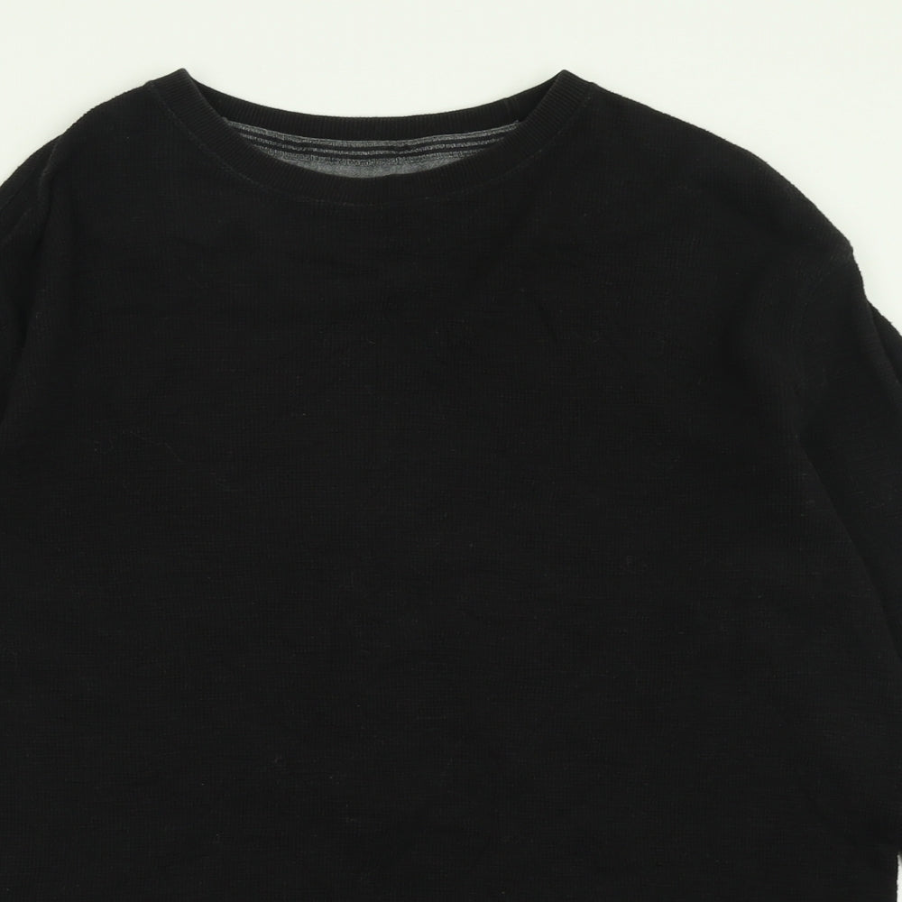 F&F Mens Black Crew Neck  Cotton Pullover Jumper Size L