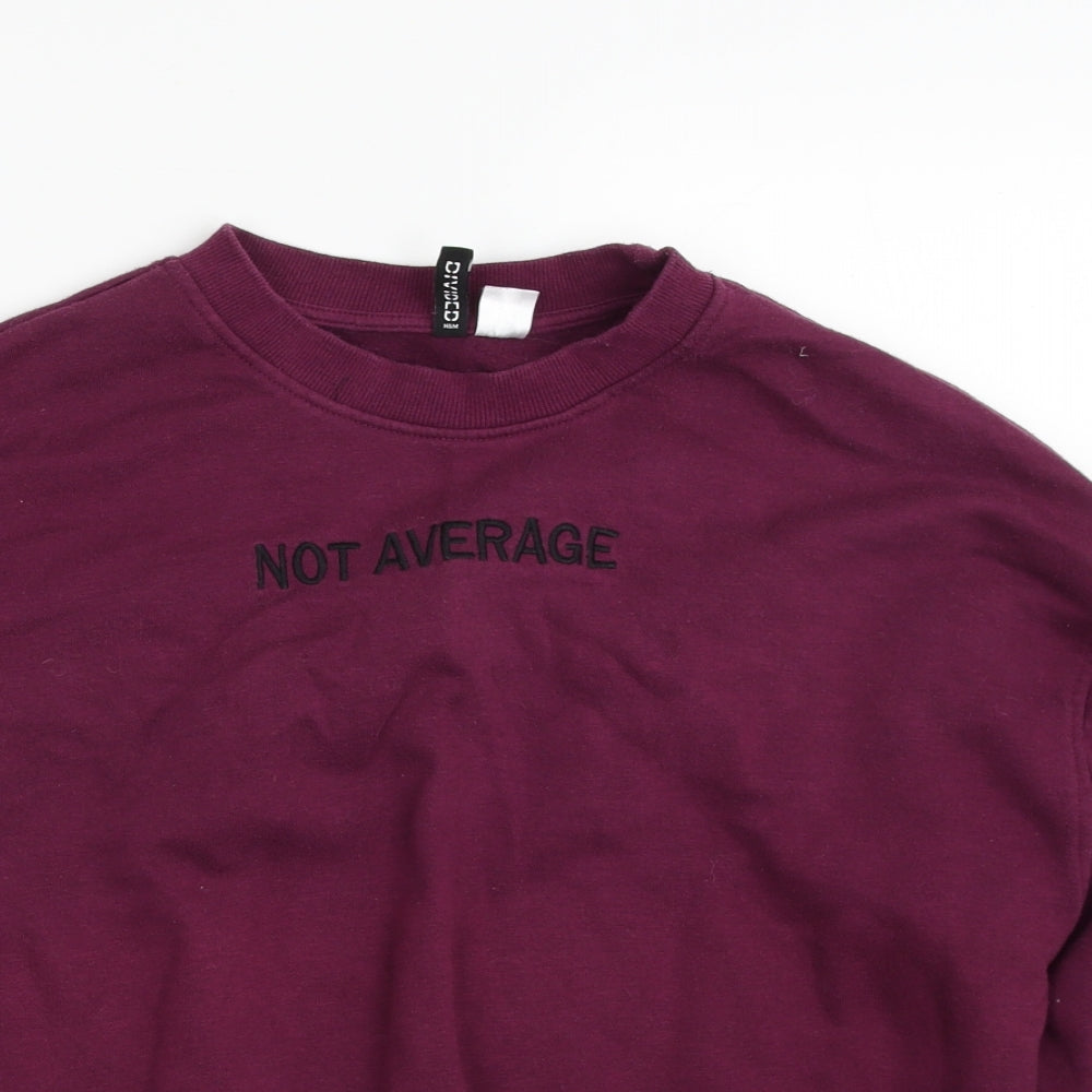 H&M Womens Purple  Cotton Pullover Sweatshirt Size S  Pullover - Not Average