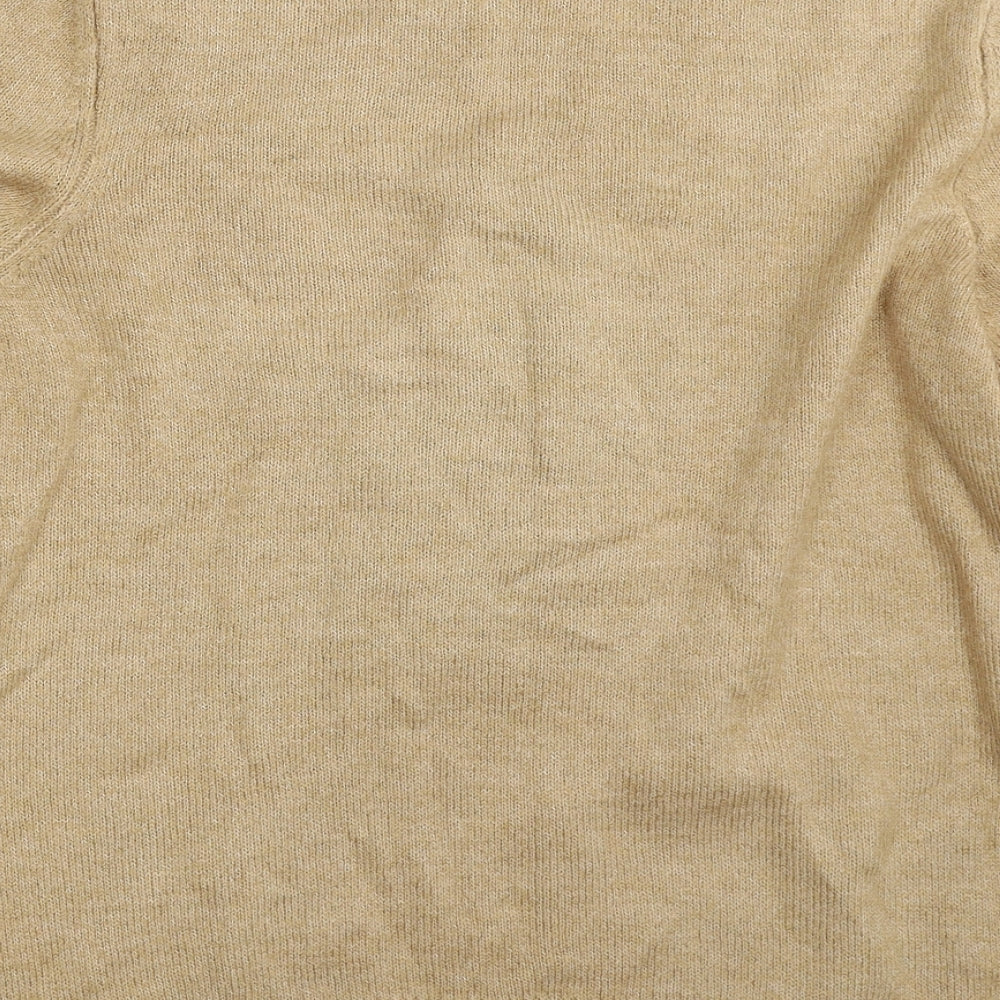 F&F Womens Beige Crew Neck Animal Print Acrylic Pullover Jumper Size 14