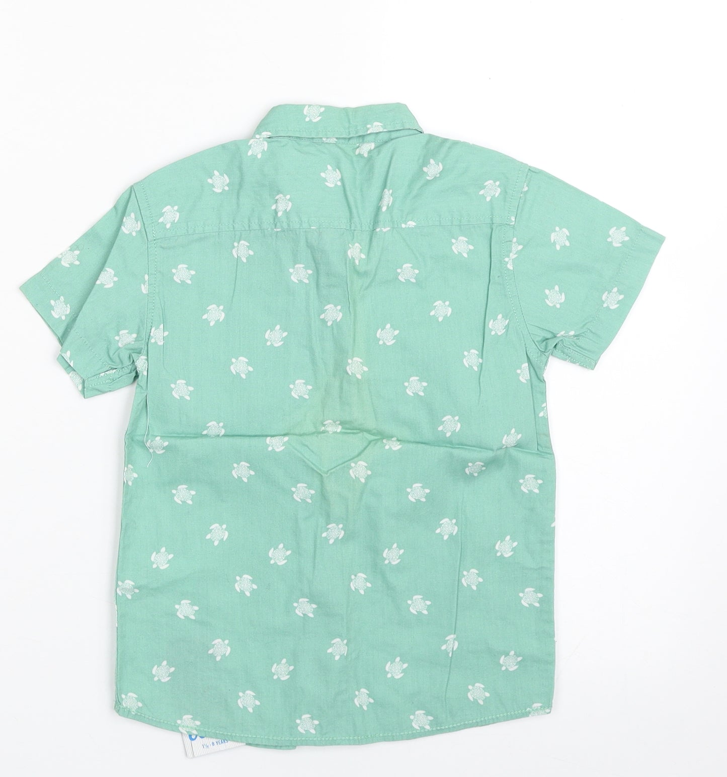 Primark Boys Green  100% Cotton Basic Button-Up Size 4-5 Years Collared Button - Tortoise