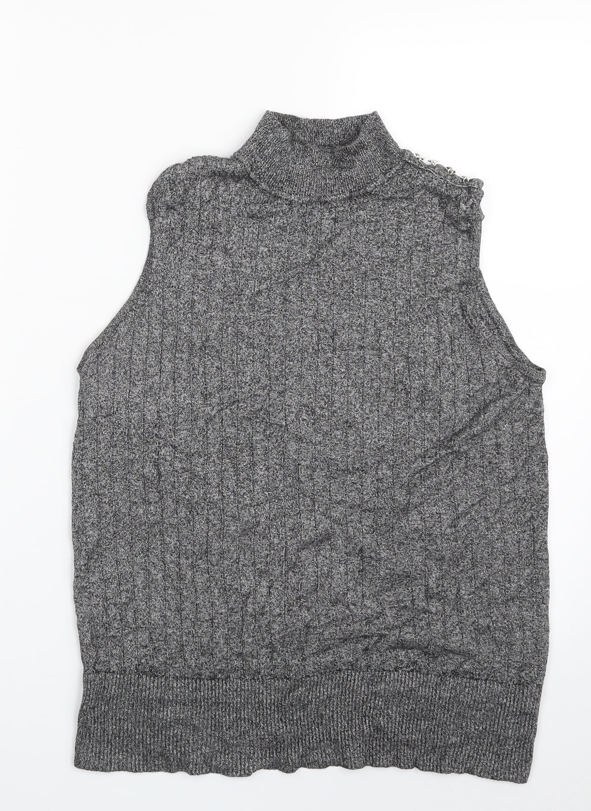 F&F Womens Grey High Neck  Viscose Vest Jumper Size 16