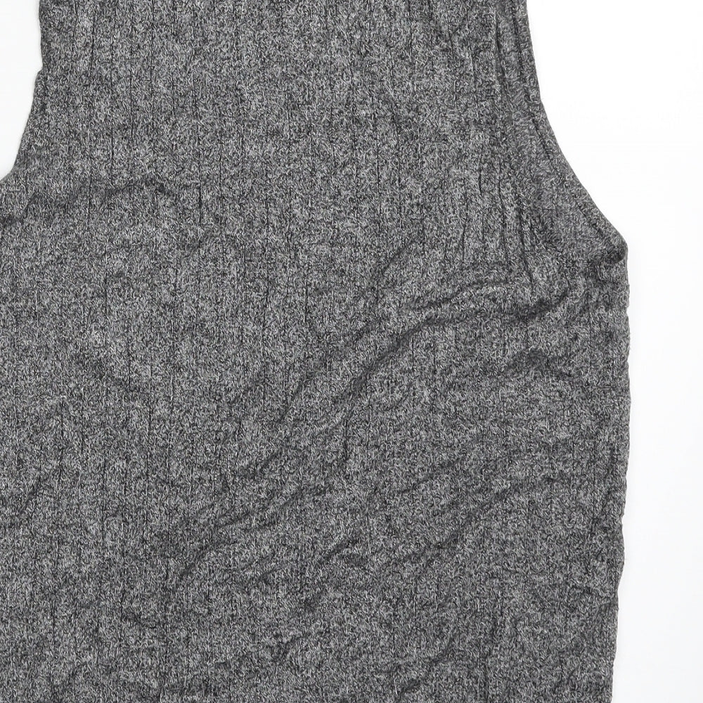 F&F Womens Grey High Neck  Viscose Vest Jumper Size 16