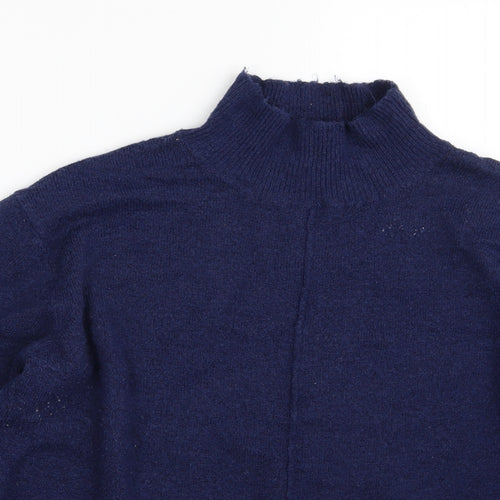 M&Co Womens Blue High Neck  Acrylic Pullover Jumper Size 12