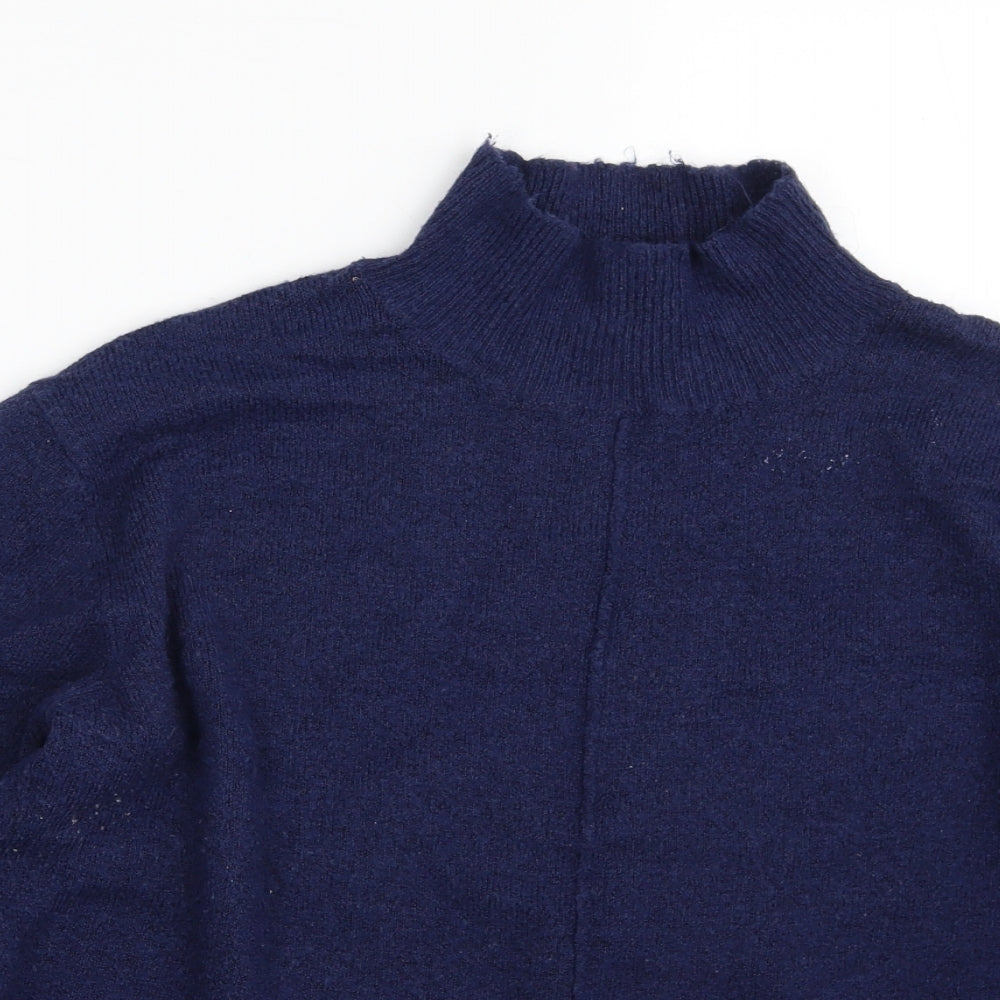 M&Co Womens Blue High Neck  Acrylic Pullover Jumper Size 12