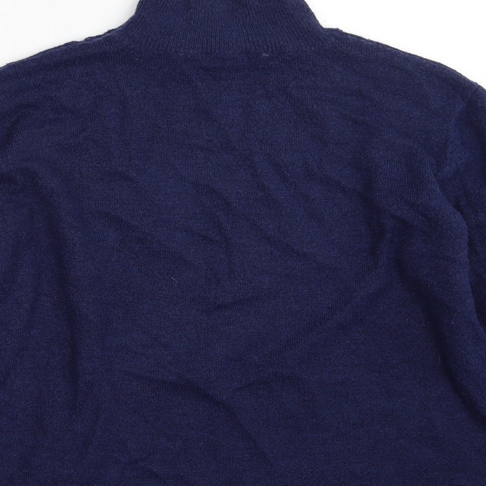 M&Co Womens Blue High Neck  Acrylic Pullover Jumper Size 12