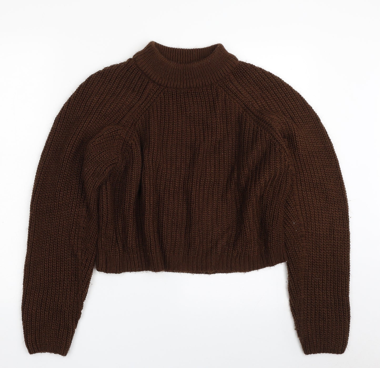Primark Womens Brown Crew Neck  Acrylic Pullover Jumper Size 12   - Cropped
