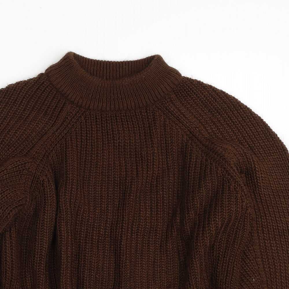Primark Womens Brown Crew Neck  Acrylic Pullover Jumper Size 12   - Cropped