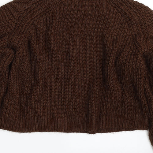 Primark Womens Brown Crew Neck  Acrylic Pullover Jumper Size 12   - Cropped