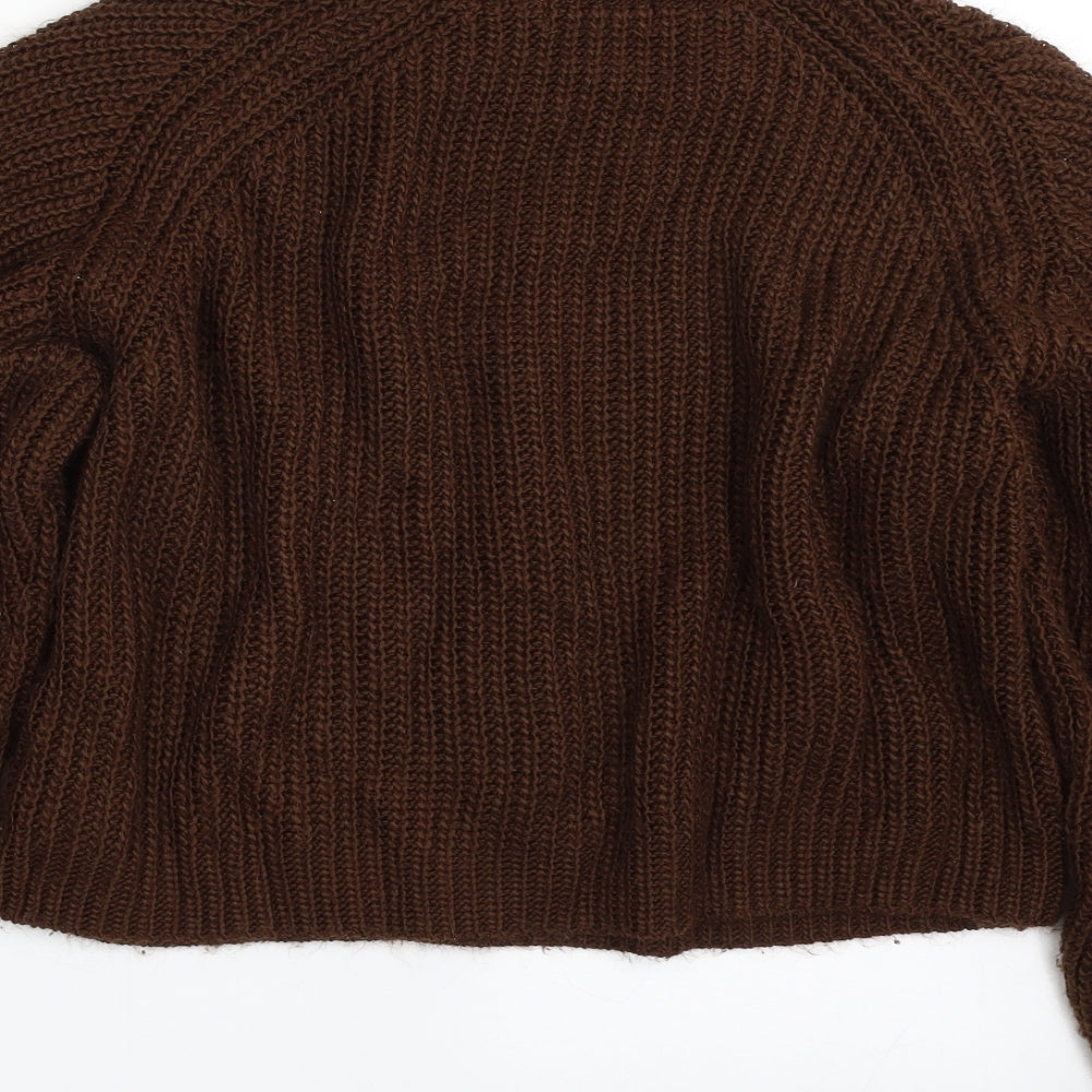 Primark Womens Brown Crew Neck  Acrylic Pullover Jumper Size 12   - Cropped