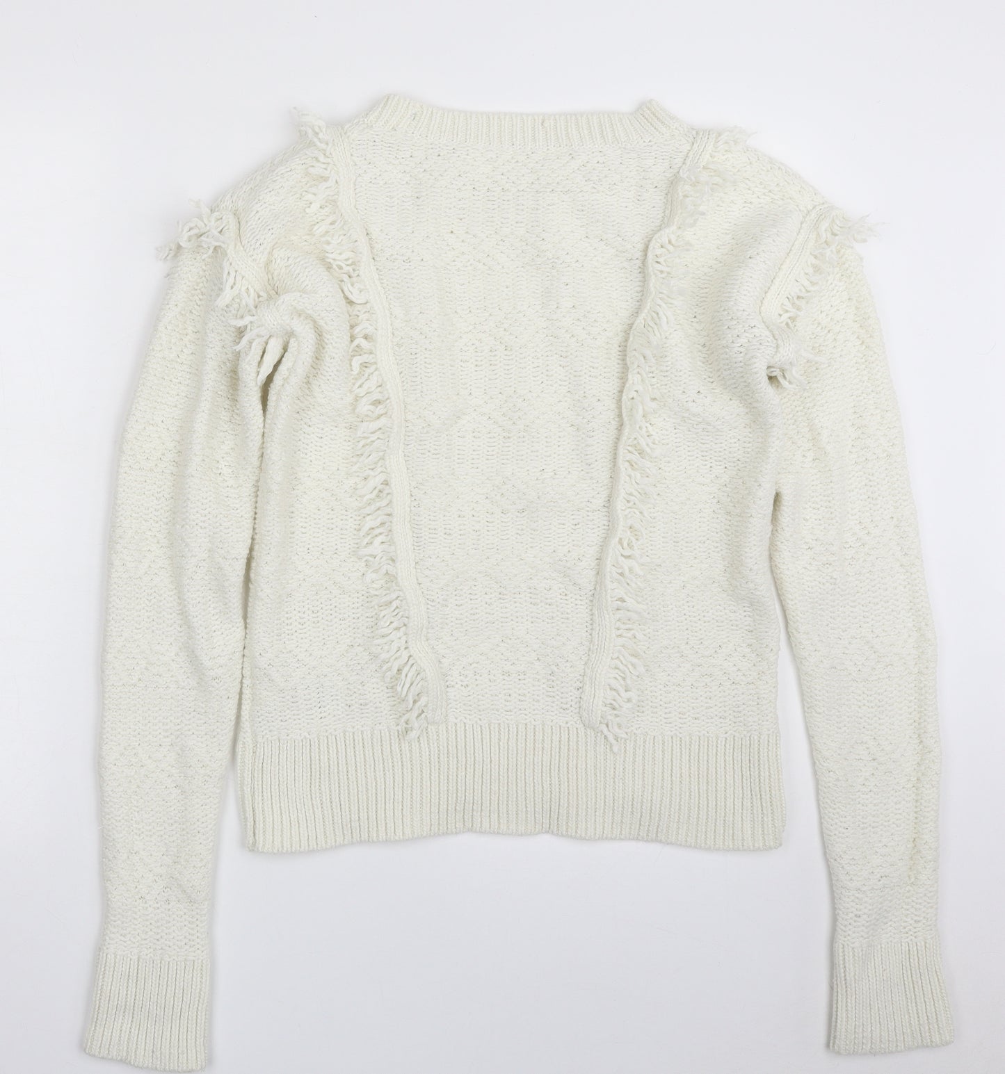 Gap Womens White Crew Neck  Wool Pullover Jumper Size M