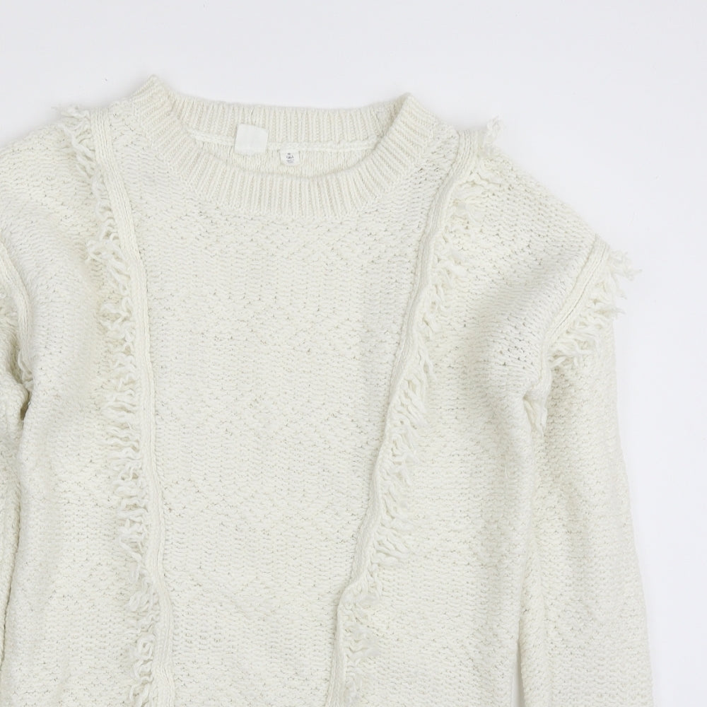 Gap Womens White Crew Neck  Wool Pullover Jumper Size M