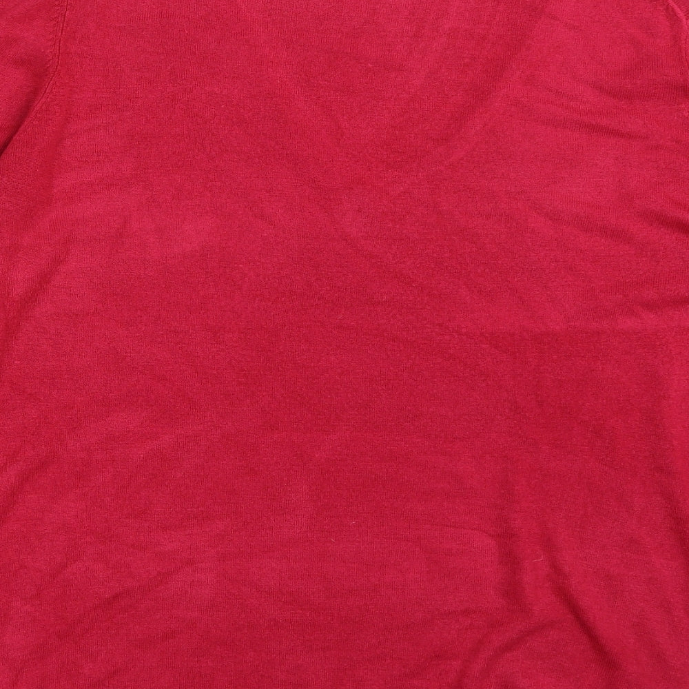 Marks and Spencer Womens Pink V-Neck  Acrylic Pullover Jumper Size 20