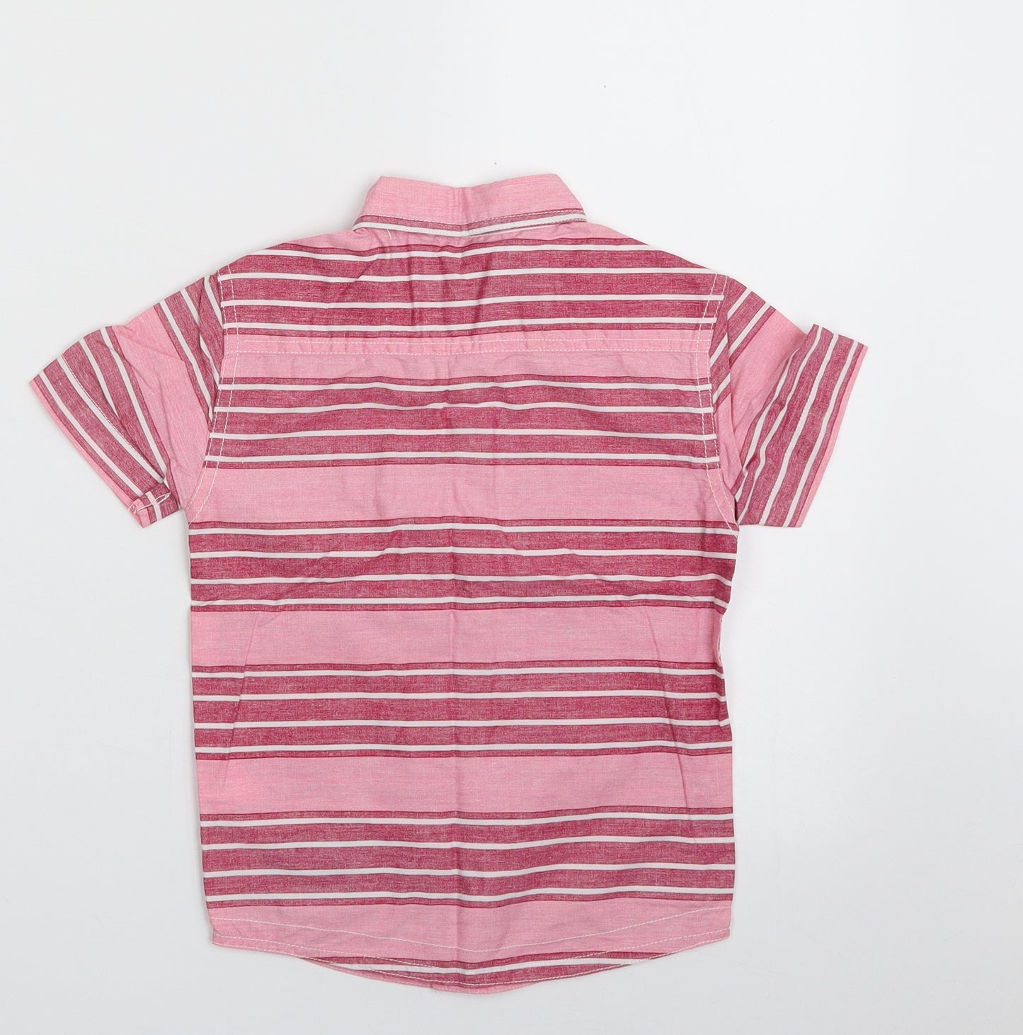 Primark Boys Pink Striped 100% Cotton Basic Button-Up Size 4-5 Years Collared Button - Tropical Vibes