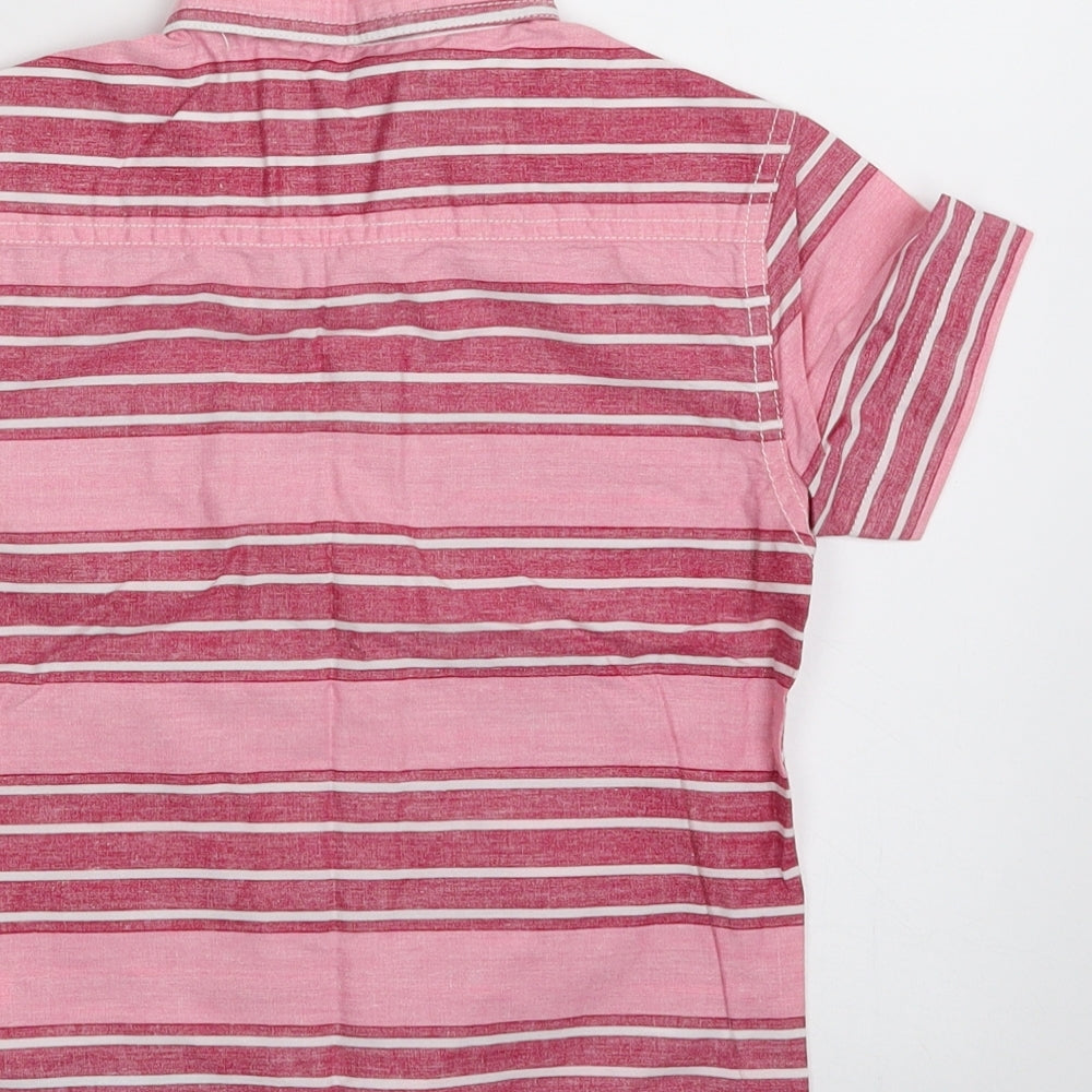 Primark Boys Pink Striped 100% Cotton Basic Button-Up Size 4-5 Years Collared Button - Tropical Vibes