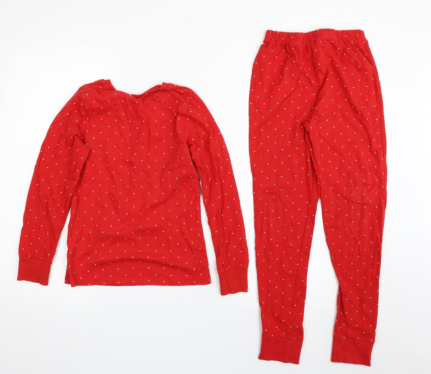 George Girls Red Solid Cotton Top Pyjama Set Size 8-9 Years  Pullover
