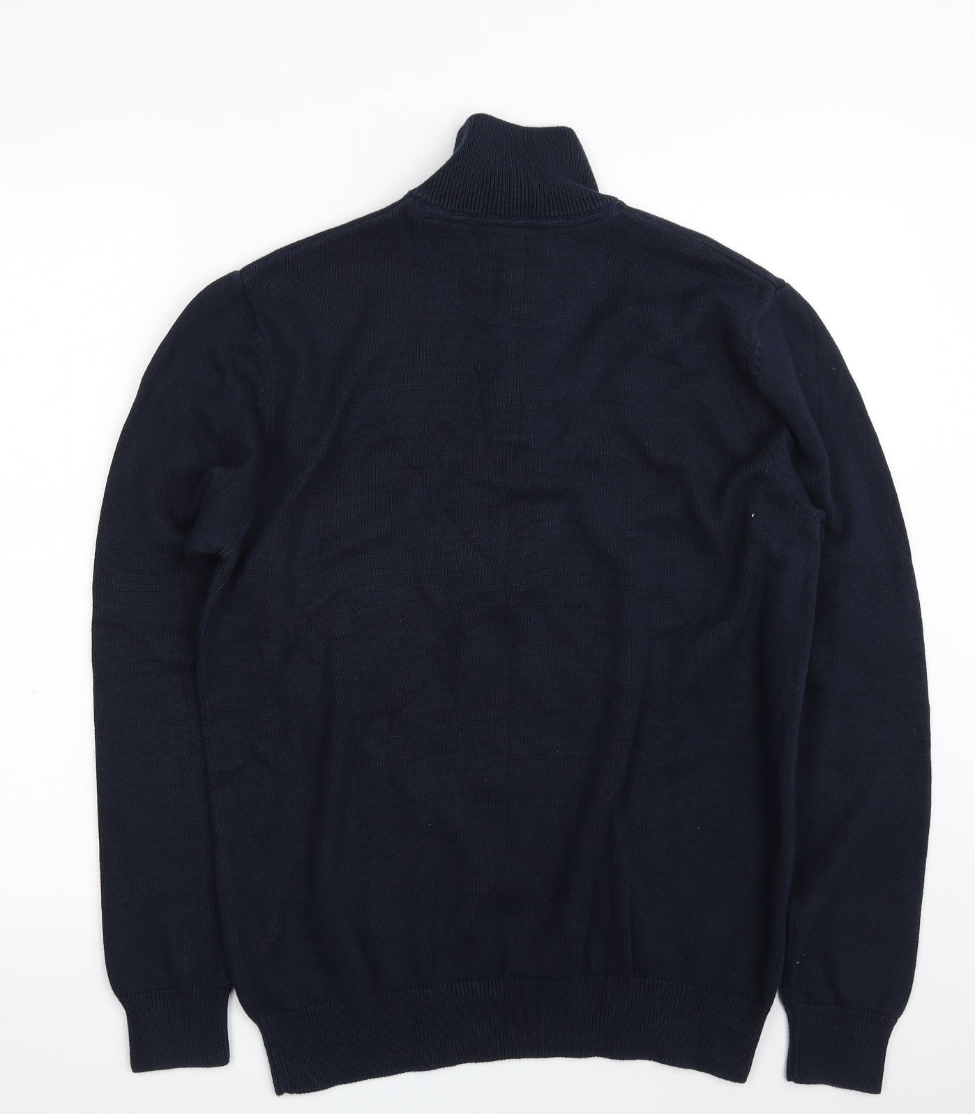 Eden Park Mens Blue High Neck  Cotton Pullover Jumper Size L