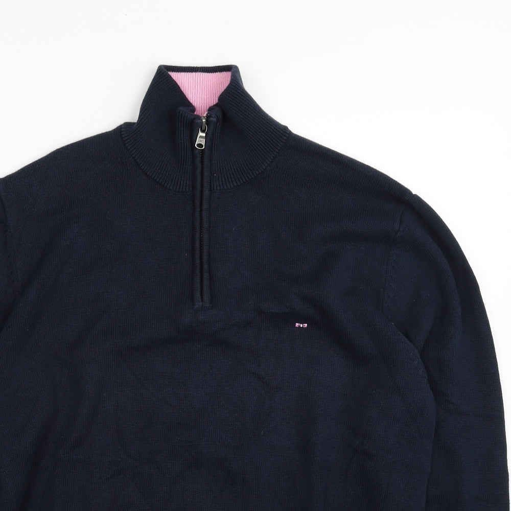 Eden Park Mens Blue High Neck  Cotton Pullover Jumper Size L