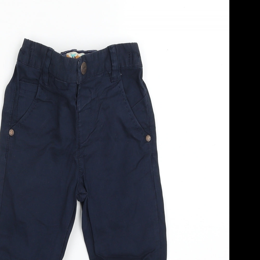 NEXT Boys Blue  Cotton Cropped Trousers Size 3-4 Years  Regular Snap