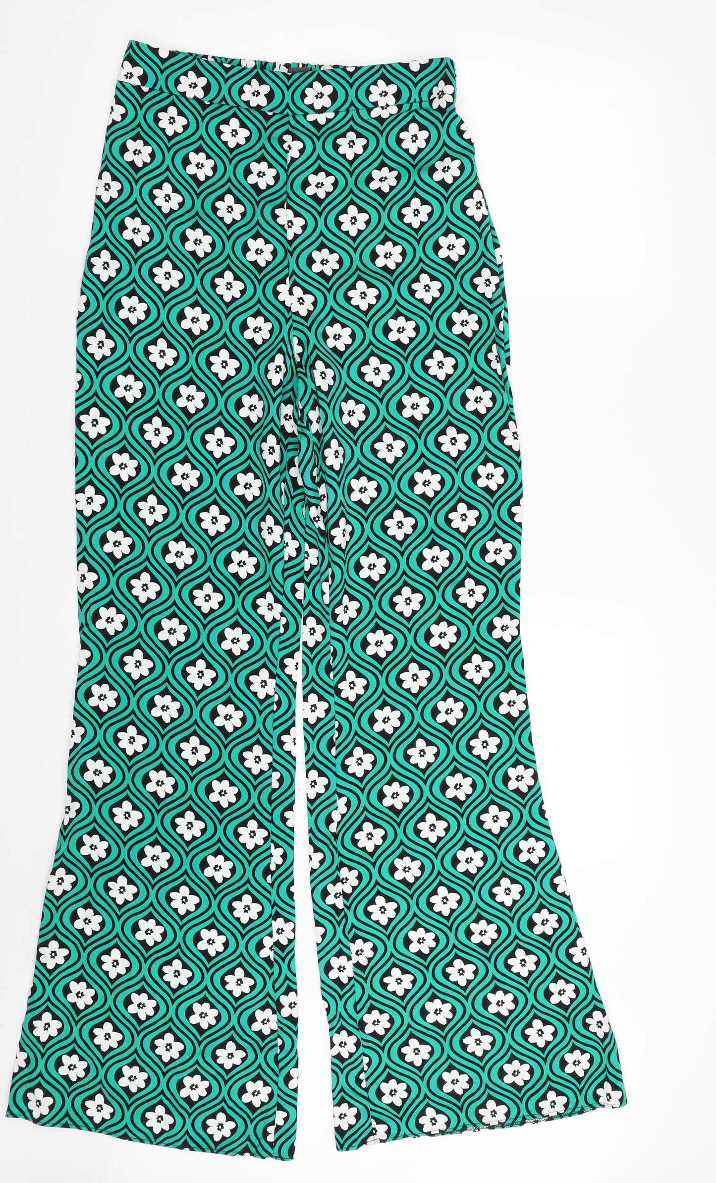 Primark Womens Green Floral Viscose Trousers  Size 10 L31 in Regular