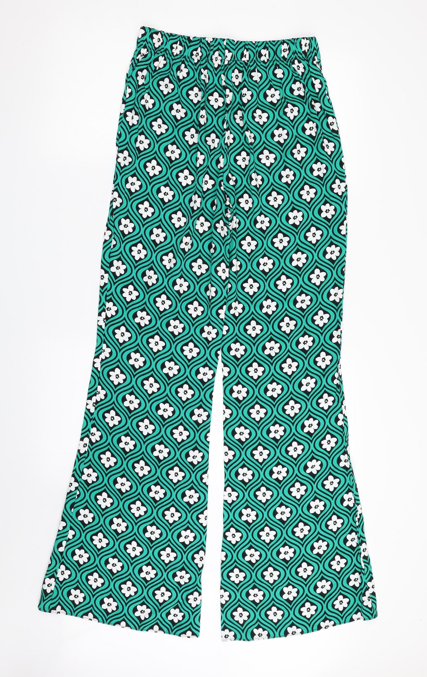 Primark Womens Green Floral Viscose Trousers  Size 10 L31 in Regular