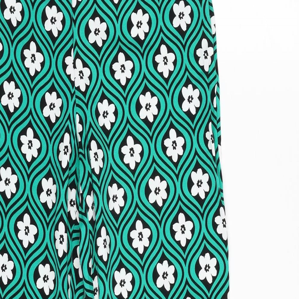 Primark Womens Green Floral Viscose Trousers  Size 10 L31 in Regular