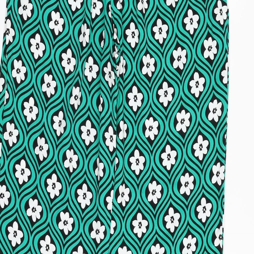 Primark Womens Green Floral Viscose Trousers  Size 10 L31 in Regular