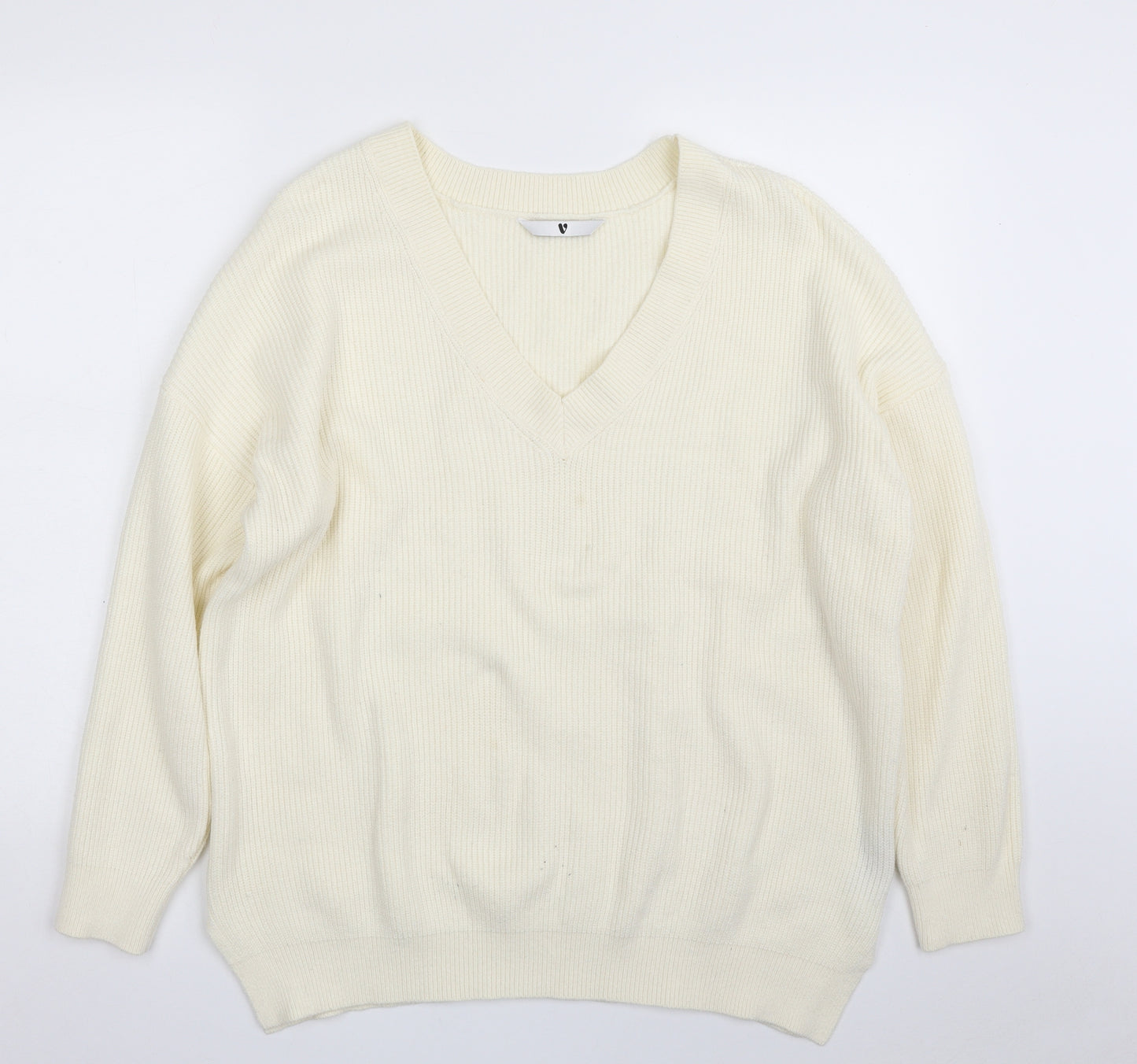 Very Womens Ivory V-Neck  Viscose Pullover Jumper Size 14