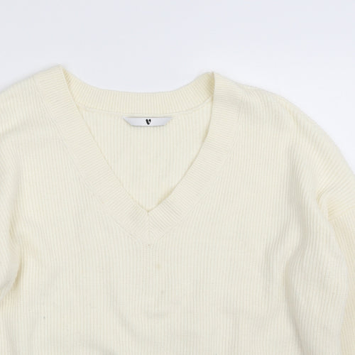 Very Womens Ivory V-Neck  Viscose Pullover Jumper Size 14