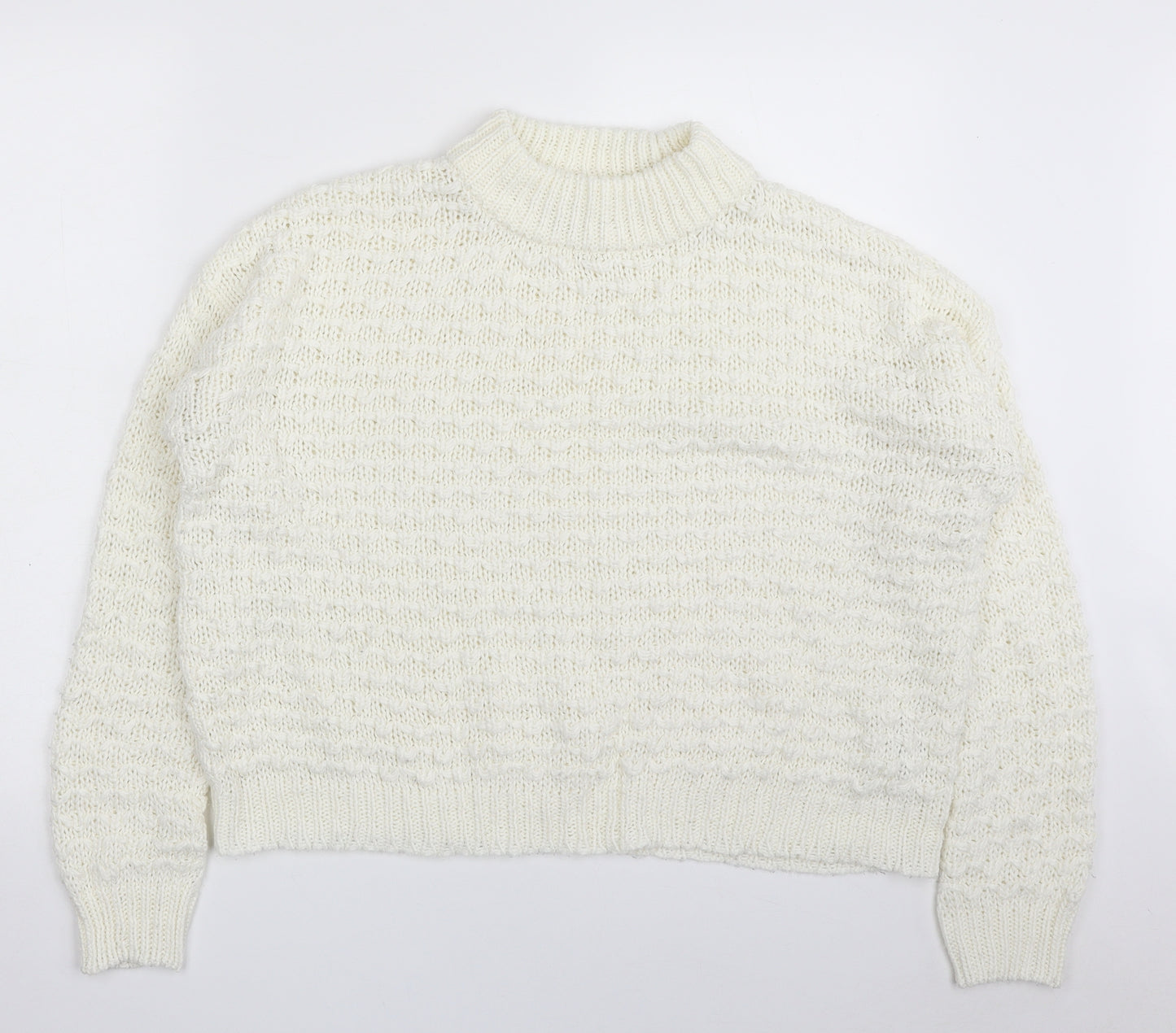 New Look Womens Ivory Crew Neck  Acrylic Pullover Jumper Size 12