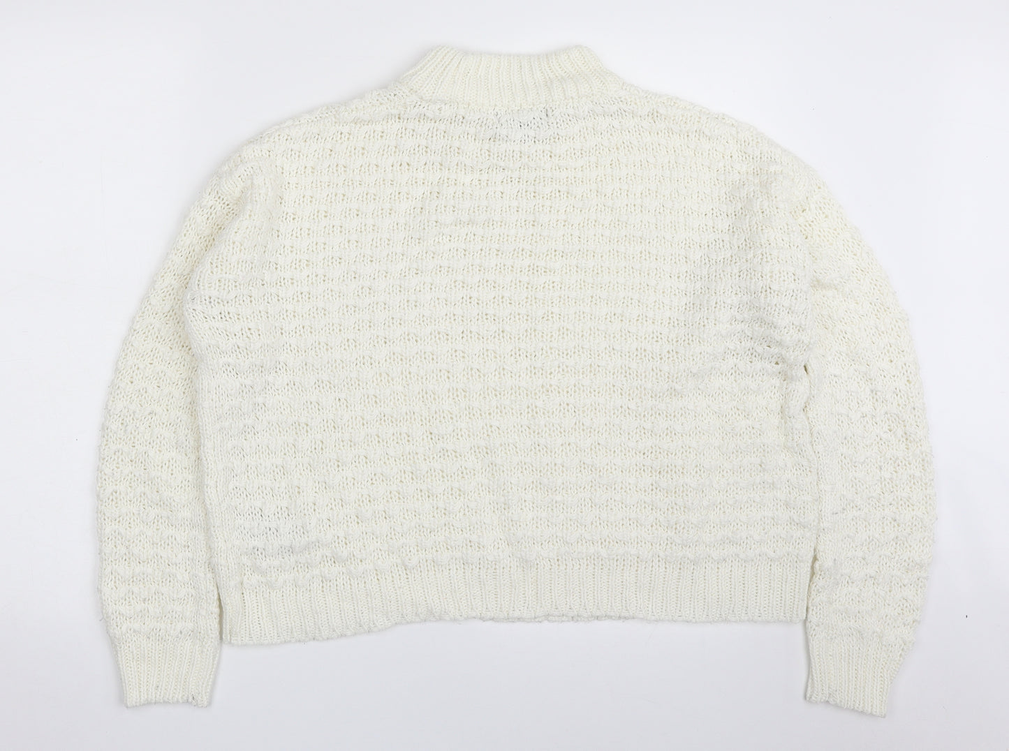 New Look Womens Ivory Crew Neck  Acrylic Pullover Jumper Size 12