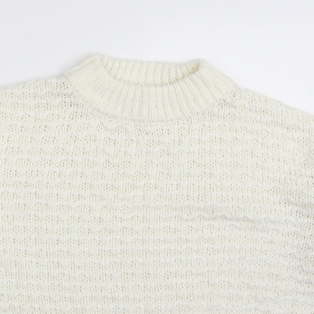New Look Womens Ivory Crew Neck  Acrylic Pullover Jumper Size 12