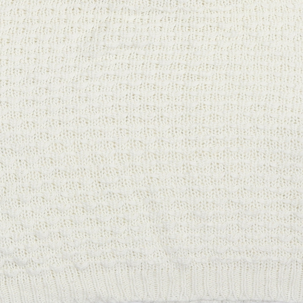 New Look Womens Ivory Crew Neck  Acrylic Pullover Jumper Size 12