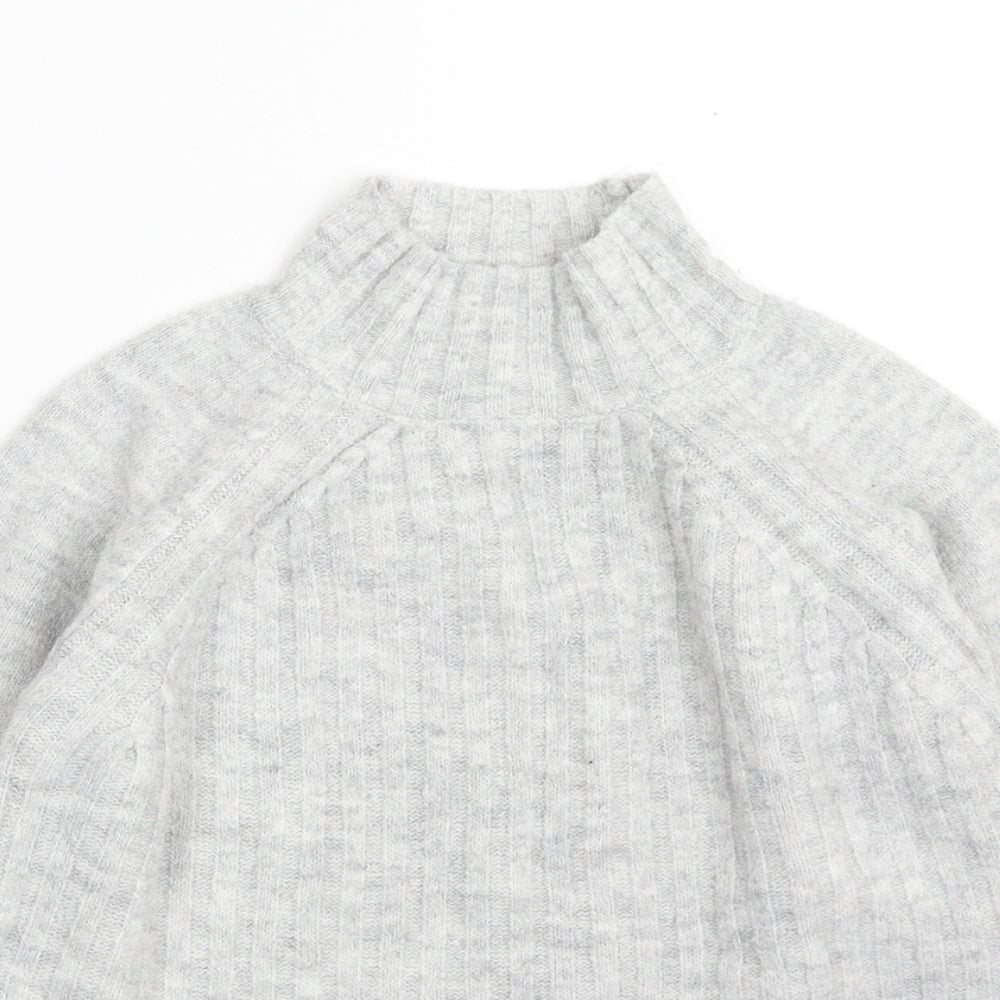 Primark Girls Grey High Neck  Acrylic Pullover Jumper Size 10-11 Years  Pullover