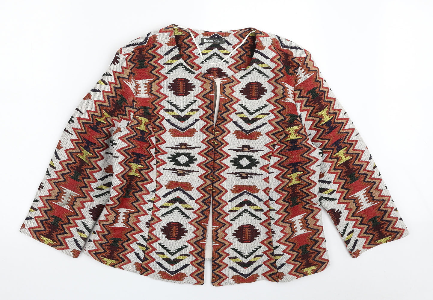 Bonmarché Womens Multicoloured Geometric  Jacket Blazer Size 18