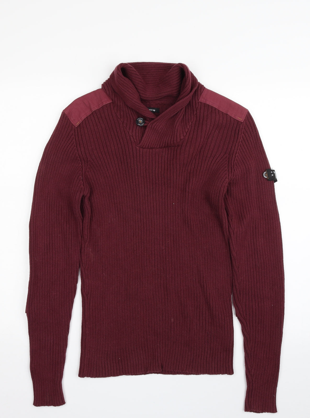 Firetrap Mens Red Collared  Cotton Pullover Jumper Size S