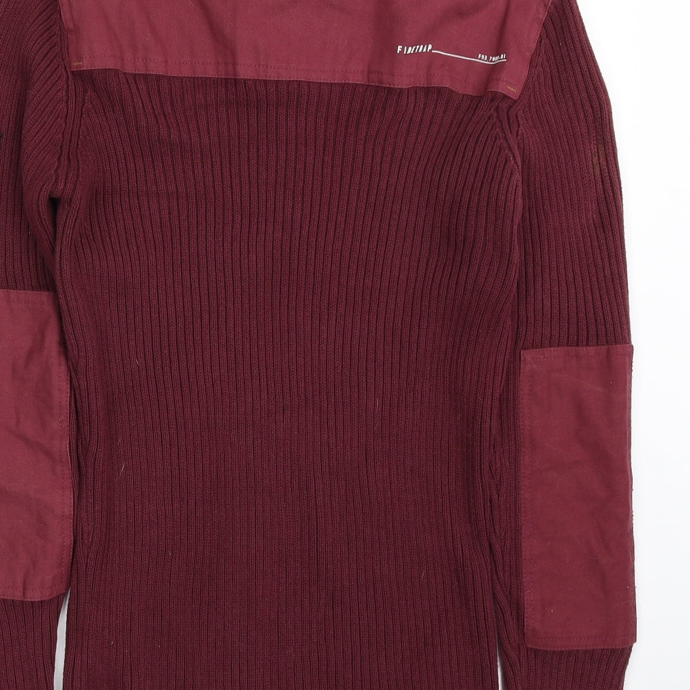 Firetrap Mens Red Collared  Cotton Pullover Jumper Size S