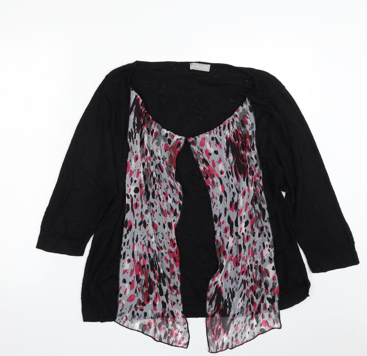 Per Una Womens Black Boat Neck Animal Print Viscose Pullover Jumper Size 20